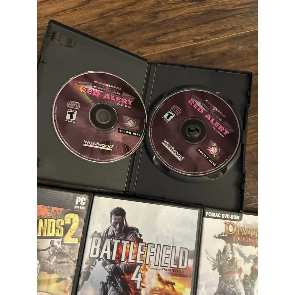 Lot of 4 PC DVD-ROM Games - Mature Borderlands 2 Battlefield 4 Red Alerts